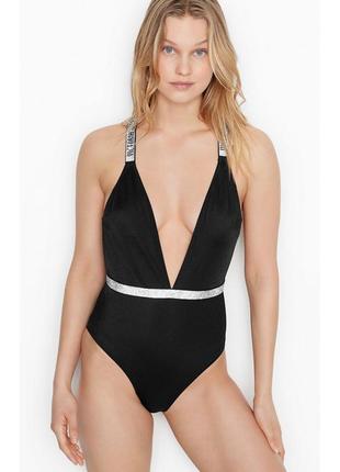 Купальник зі стразами victoria's secret swim shine strap plunge one-piece swimsuit2 фото