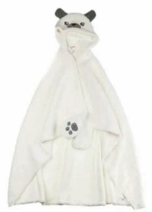 Плюшево-флисовое  одеяло, плед,полотенце   с теплым капюшоном "собачка "