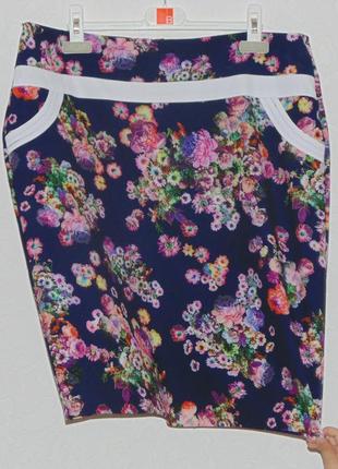 Очень красивая юбка в цветы высокая талия1 фото