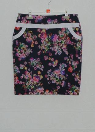 Очень красивая юбка в цветы высокая талия3 фото