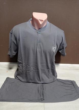 Оловіча піжама батал футболка та штани туреччина 48-56 розміри бавовна сіра