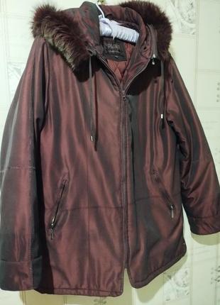 Plist зимняя куртка парка с подкладкой и капюшоном марсала бордо