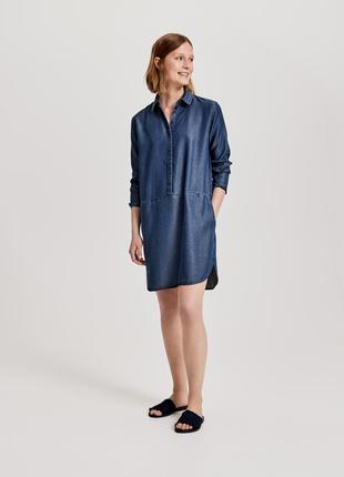 Натуральное джинсовое платье рубашка длины миди из 100% лиоцелла от opus (германия)1 фото