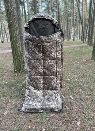 Спальник зимний тактический армейский с флисом до -40 пиксель .спальный мешок одеяло туристический зима9 фото