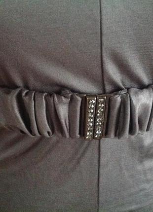 Красивая нарядная блуза стального серебряного цвета камушки сваровски на поясе. италия3 фото