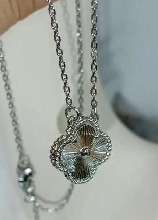 Цепочка с подвеской клевер в серебре stainless steel, xuping из медицинского золота