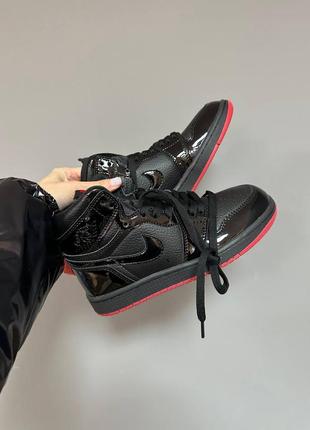 Кроссовки nike air jordan retro 1 “patent black/red”