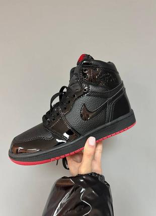 Кроссовки nike air jordan retro 1 “patent black/red”3 фото