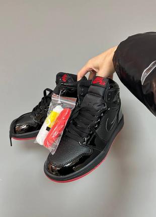 Кроссовки nike air jordan retro 1 “patent black/red”2 фото