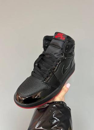 Кроссовки nike air jordan retro 1 “patent black/red”4 фото