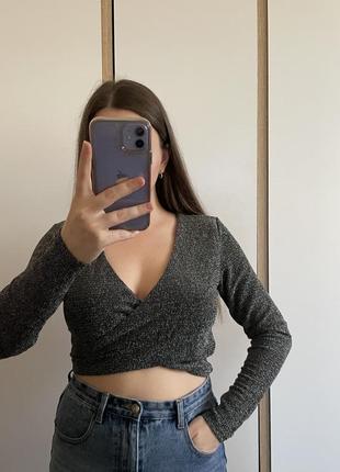 Блестящий топ с длинным рукавом от hm