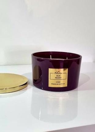 Огромная ароматизированная свеча pepco home luxury candle silk peony сладкий цветочный аромат4 фото