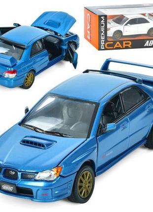 Машина ap-1906 (8 шт.) автосвіт, 1:24 subaru impreza wrx sti, метал, 18 см, відчиняються двері та капо