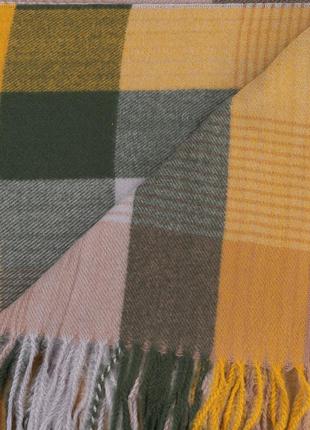 Женский шарф eterno из кашемира в клетку желтый+зеленый+серый+пудровый ds-32900-52 фото
