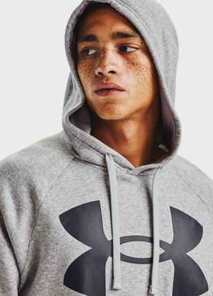 Under armour мужское серое худи ua rival fleece big logo hd4 фото