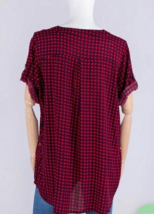Стильная бордовая рубашка блузка в клетку большой размер батал2 фото