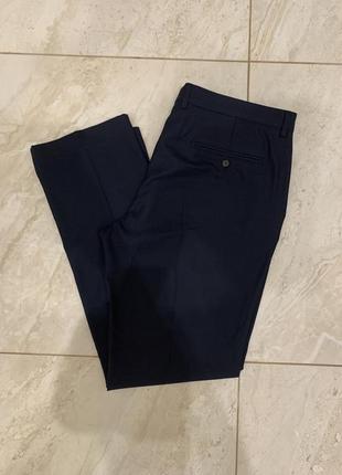 Классические брюки zara темно синие брюки4 фото