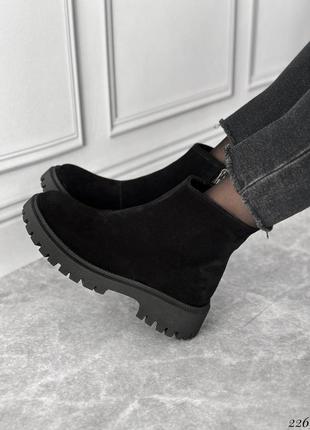 Черные ботинки натуральная замш6 фото