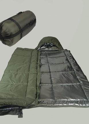 Спальник зимовий термо до -40 метровий зимовий спальник для суворої зими з капюшоном ботал олива, хакі2 фото