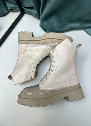 Эксклюзивные ботинки из итальянской кожи и замши женские