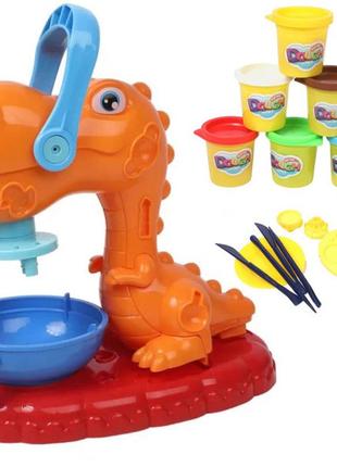 Масса для лепки softee dough series 6 цветов теста, аксессуары, пресс динозавр