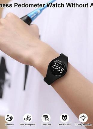 Huyvmay детские фитнес шагомерные часы без приложения и bluetooth, перезаряжаемые шагомер часы (цвет:чёрный)2 фото