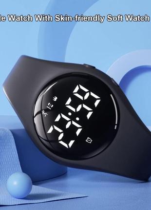 Huyvmay детские фитнес шагомерные часы без приложения и bluetooth, перезаряжаемые шагомер часы (цвет:чёрный)7 фото
