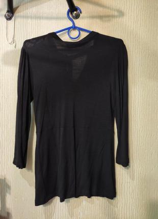 Трикотажная чорная блуза с длинным рукавом р484 фото