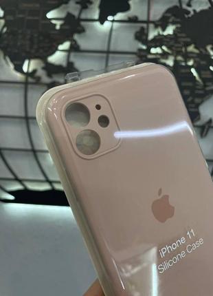 Чехол с квадратными бортами silicone case для iphone 11, качественный чехол с микрофиброй для айфон 113 фото