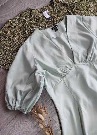 Шикарная актуальная блуза мятного цвета летняя нарядная3 фото