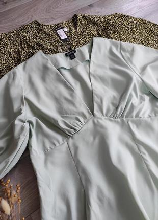 Шикарная актуальная блуза мятного цвета летняя нарядная4 фото