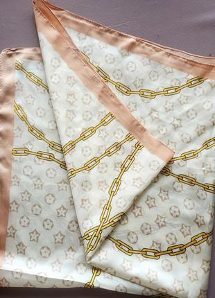 Атласный платок с интересным принтом, полиэстер,2 фото