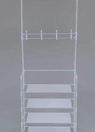 Універсальна вішалка для одягу new simple floor clothes rack size 60x29.5x151 см (білий)2 фото