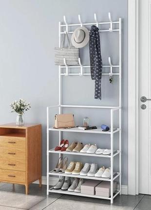 Універсальна вішалка для одягу new simple floor clothes rack size 60x29.5x151 см (білий)1 фото