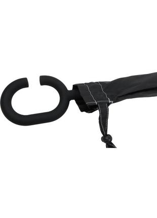 Двухслойный женский механический зонт-трость обратного сложения ferretti черный с салатовым8 фото