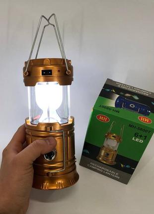 Туристичний ліхтар лампи на сонячній батареї з павером camping mh-5800t (6+1 led). колір: коричневий10 фото