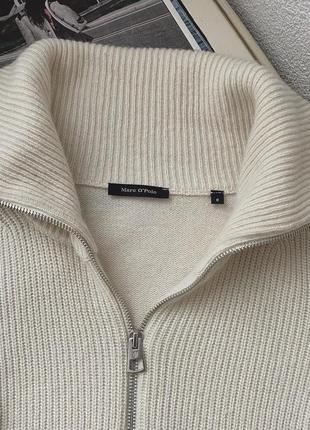 🤎стильний шерстяний кремовий светр з зіп замком і  високою горловиною дорогого бренду marc o’polo 🤤 55% шерсть, 20% бавовна😍10 фото