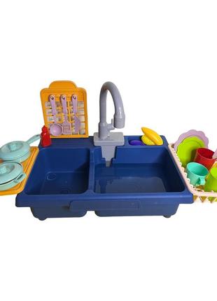 Дитяча кухня: посуд, продукти, мийка і кран на батарейках, арт. 6191 фото