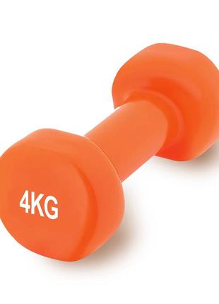 Гантель для фитнесу тренувальна вінілова powerplay 4125 achilles 4 кг. помаранчева (1шт.) dm-116 фото
