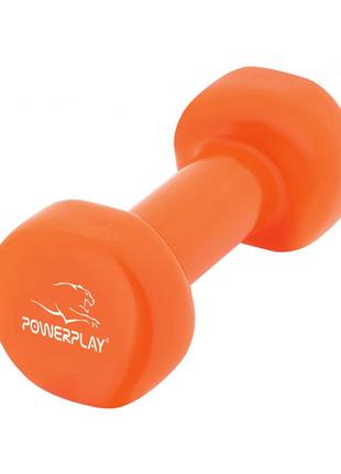 Гантель для фитнесу тренувальна вінілова powerplay 4125 achilles 4 кг. помаранчева (1шт.) dm-114 фото