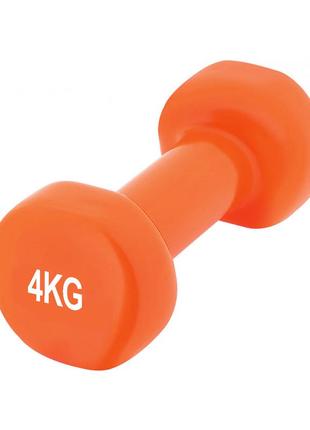 Гантель для фитнесу тренувальна вінілова powerplay 4125 achilles 4 кг. помаранчева (1шт.) dm-115 фото