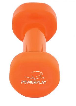 Гантель для фитнесу тренувальна вінілова powerplay 4125 achilles 4 кг. помаранчева (1шт.) dm-112 фото