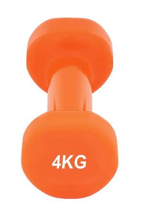 Гантель для фитнесу тренувальна вінілова powerplay 4125 achilles 4 кг. помаранчева (1шт.) dm-113 фото
