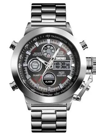 Часы наручные мужские skmei 1515si silver, водонепроницаемые мужские часы. цвет: серебряный dm-11