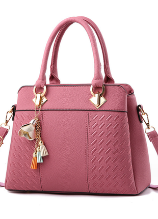Класична жіноча сумка через плече з брелком, модна, якісна жіноча сумочка еко шкіра повсякденна2 фото
