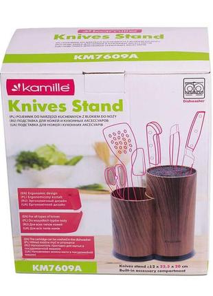 Подставка для ножей kamille brash stand wood пластиковая двойная 22,5 см3 фото