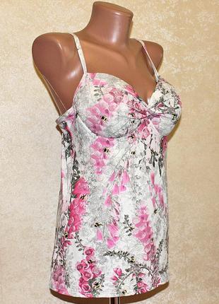 Верх купальника танкіні next з милим малюнком джмелів на рожевих кольорах розмір 36с