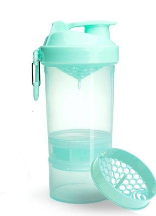 Пляшка шейкер спортивна універсальна для спортзалу smartshake original2go 600ml mint green (original) dm-1110 фото