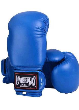 Боксерские перчатки спортивные тренировочные для бокса powerplay 3004 classic синие 12 унций dm-11