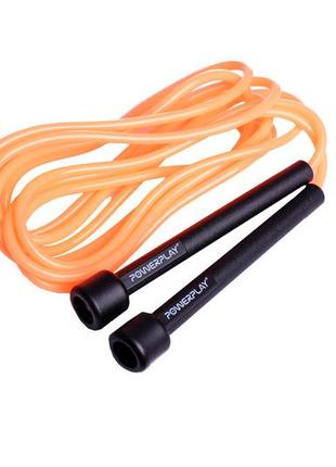 Скакалка тренировочная спортивная powerplay 4201 basic jump rope оранжевая (2,8m.) dm-11